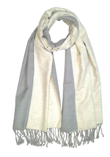 Stole Scarf Shawl 100% Silk Flannel White Grey